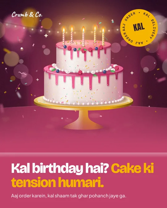 Example Instagram post in Roman Urdu for Crumb & Co., a made-up business