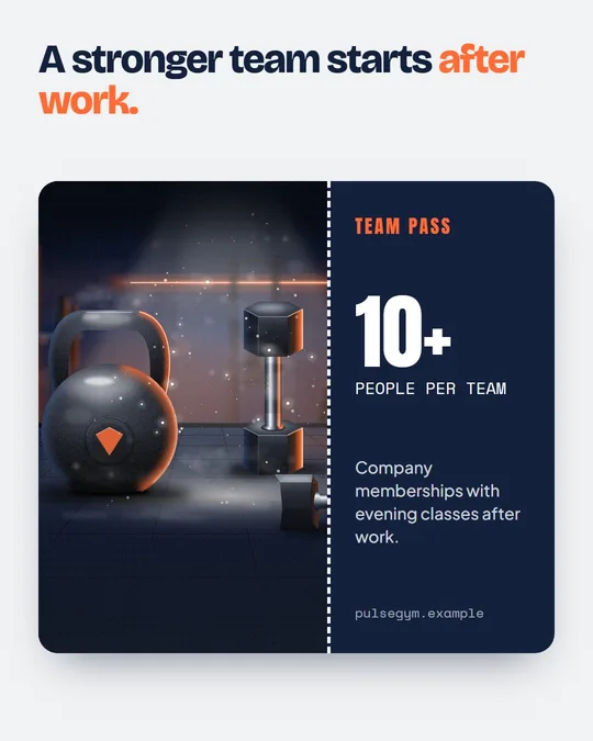Example LinkedIn post in English for Pulse Gym, a made-up business